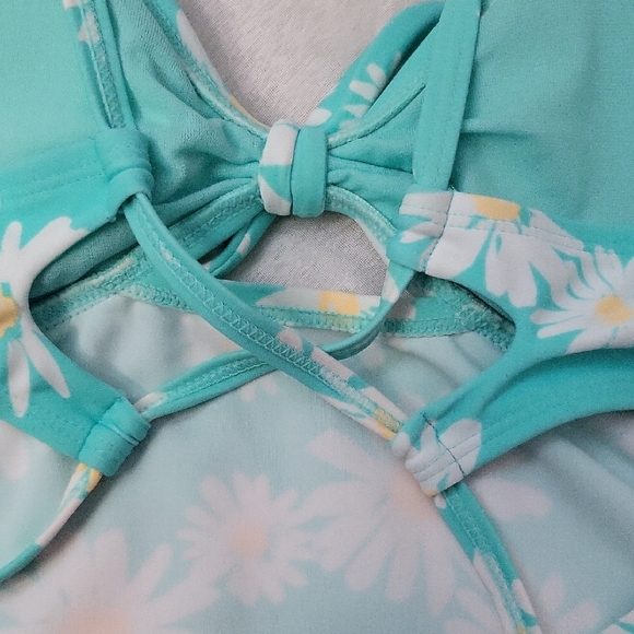 Arizona Jean Company Teal Floral Swim Top Size L - Picture 5 of 7
